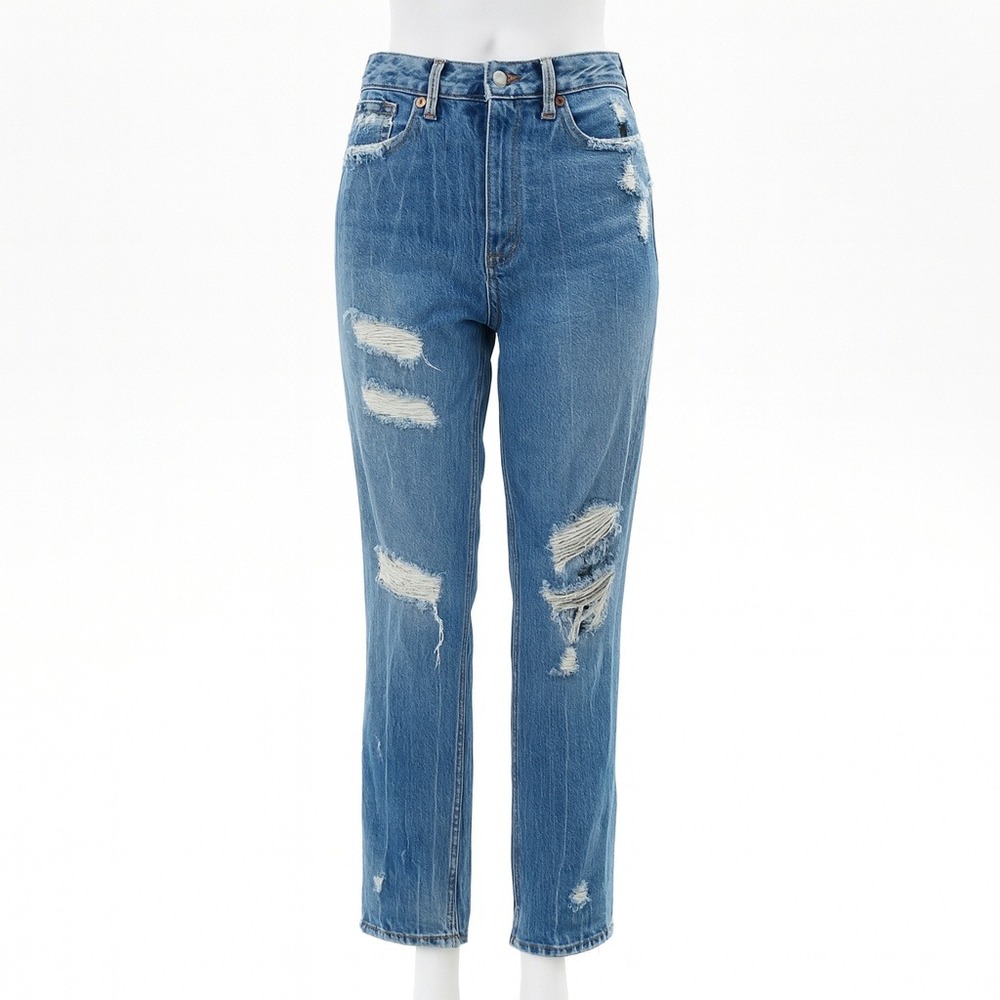 Abercrombie & Fitch Curve Love High Rise‎ Mom Jeans Ripped Distressed Size 25